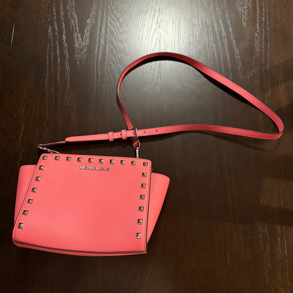 Michael Kors Coral Studded Crossbody Bag